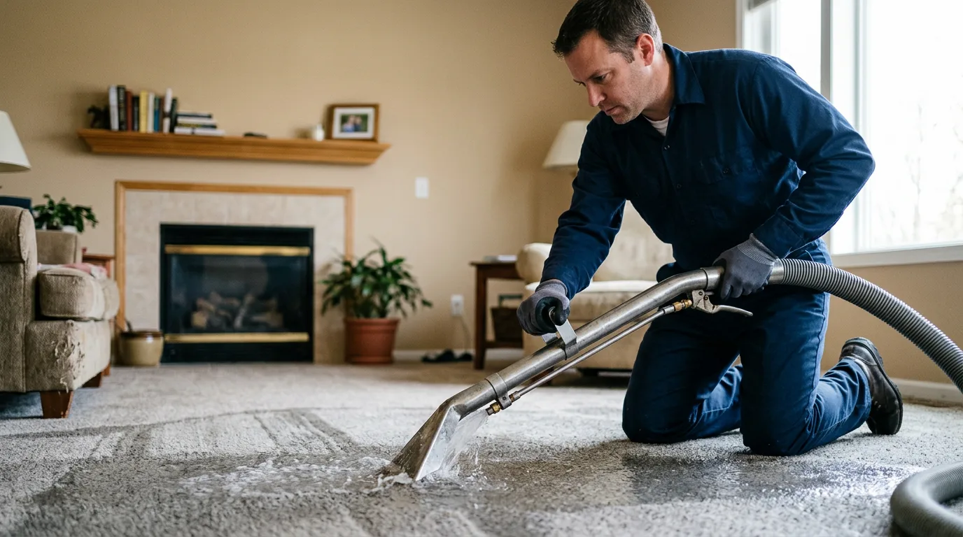 Water damage restoration technician working near Plattsburg, MO